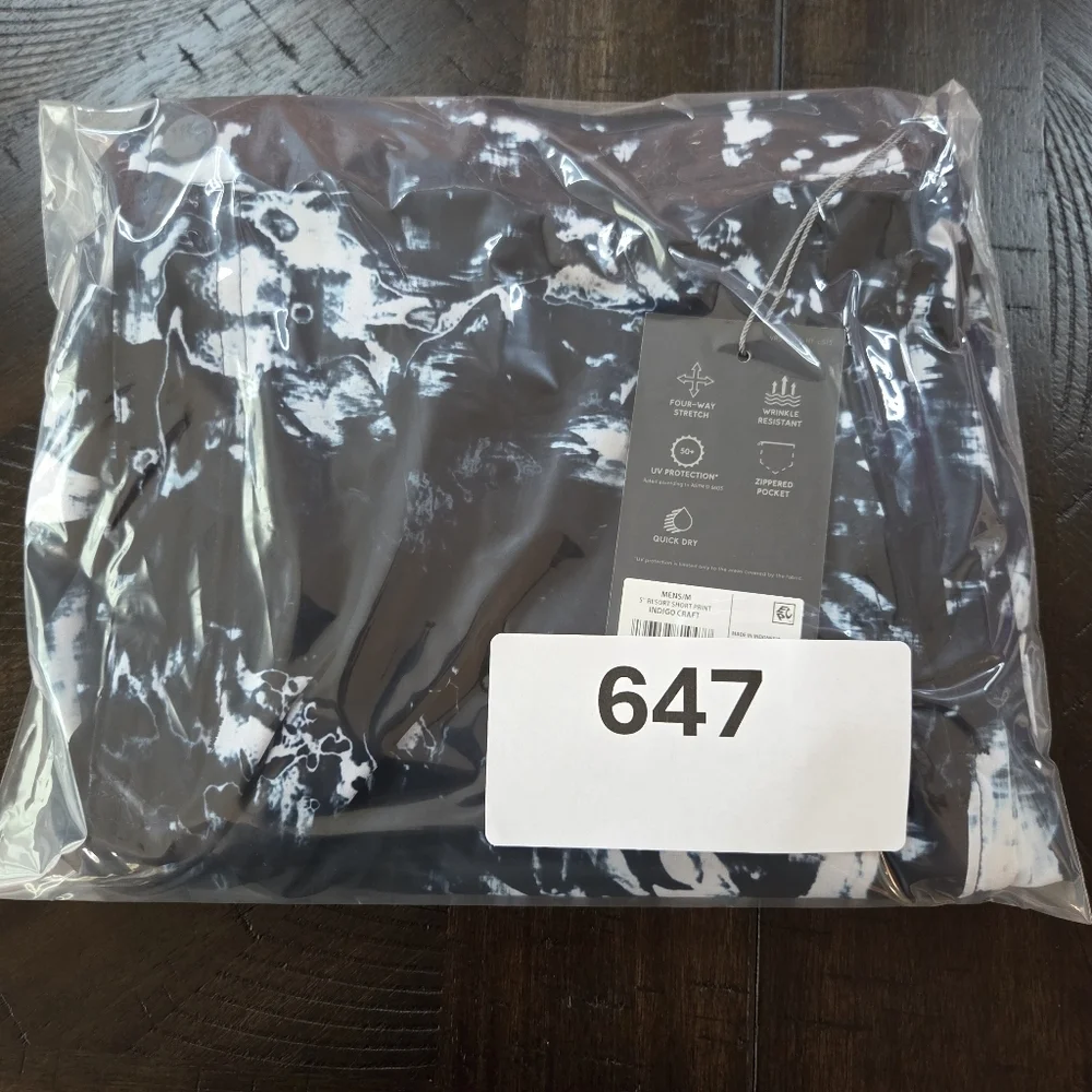 Men's VRST M Medium 5" Slim Fit Resort Shorts Swim Trunks - Indigo Craft Tie Dye - Picture 15 of 15